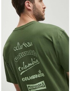 Columbia t-shirt Burnt Lake zöld, férfi, nyomott mintás, 2071711