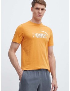 Puma pamut póló narancssárga, férfi, nyomott mintás, 675942