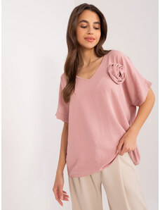 Fashionhunters Dusty pink oversize neckline blouse
