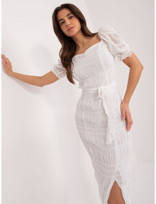 Fashionhunters White fitted dress with slit