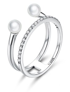 EdenBoutique Dupla Shiny Band & Pearls ezüst gyűrű