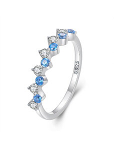 EdenBoutique Ezüst gyűrű kék és fehér kerek kristályok