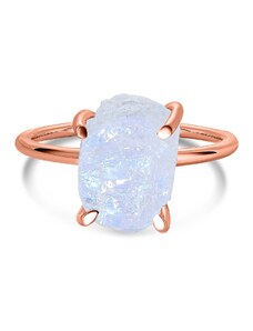 Rose Gold egyszerű holdkő ezüst gyűrű