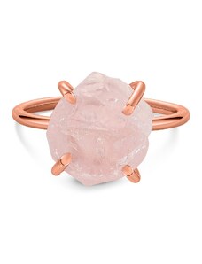 Rose Gold Simple rózsakvarc ezüst gyűrű