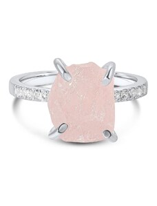Ezüst darab rózsakvarc ezüst gyűrű