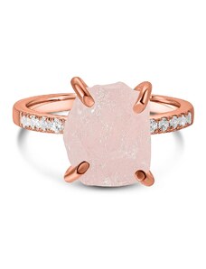 Rózsaarany darab rózsakvarc ezüst gyűrű