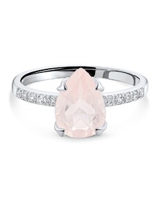 Ezüst ezüst rózsaszín kvarc cseppgyűrű