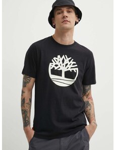 Timberland pamut póló fekete, férfi, nyomott mintás, TB0A2C2R0011