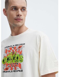 adidas Originals pamut póló bézs, férfi, nyomott mintás, IS2905
