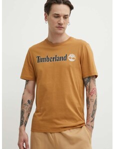 Timberland pamut póló barna, férfi, nyomott mintás, TB0A5UPQP471