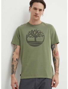 Timberland pamut póló zöld, férfi, nyomott mintás, TB0A2C2RAP61