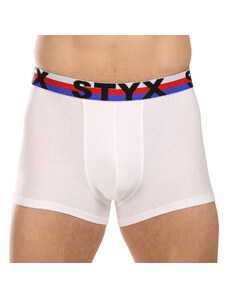 Férfi boxeralsó Styx sport elasztikus fehér trikolor fehér