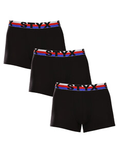3PACK férfi boxeralsó Styx sport elasztikus fekete trikolor fekete trikolor
