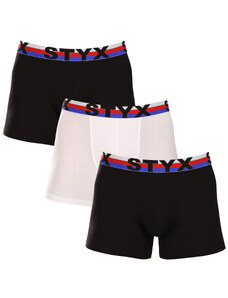 3PACK férfi boxeralsó Styx hosszú sportos elasztikus többszínű tricolor trikolor