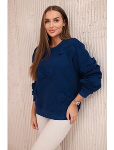 Kesi Insulated cotton sweatshirt with decorative bows dark blue