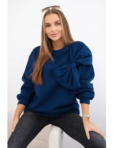 Kesi Insulated cotton sweatshirt with a large bow in navy blue