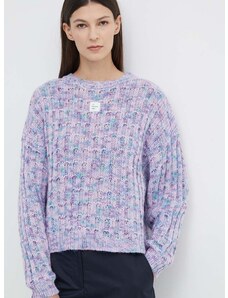 American Vintage gyapjú pulóver PULL ML COL ROND meleg, női, lila, POY18AE24