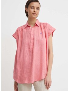 Polo Ralph Lauren vászon felső rózsaszín, sima, 211935131