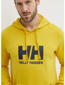 Helly Hansen pamut melegítőfelső sárga, férfi, nyomott mintás, kapucnis, 53289