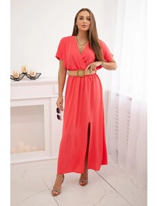 Kesi Long dress with decorative belt Pink Neon