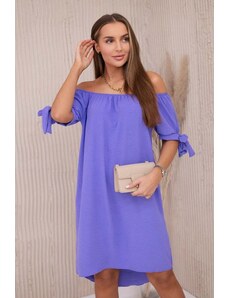 Kesi Dress with a longer back and ties on the sleeves - dark purple