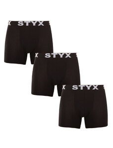 3PACK Fekete long férfi boxeralsó Styx sport gumi