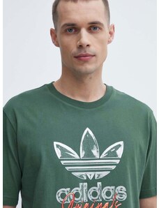 adidas Originals pamut póló zöld, férfi, nyomott mintás, IS0228