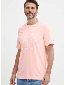 Tommy Hilfiger pamut póló rózsaszín, férfi, nyomott mintás, MW0MW34437