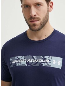 Under Armour t-shirt sötétkék, férfi, nyomott mintás