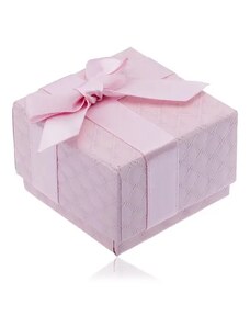 Ekszer Eshop - Rózsaszín doboz ékszerre négyzetes mintával, masni Y3.18