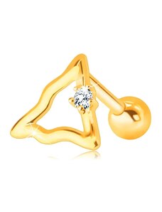 Ekszer Eshop - 14K arany gyémánt fülpiercing - háromszög kontúr tiszta, briliánssal S3BT506.29