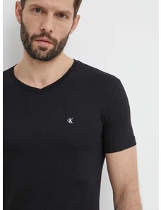 Calvin Klein Jeans pamut póló fekete, férfi, sima