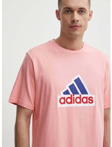 adidas pamut póló rózsaszín, férfi, nyomott mintás, IS8342
