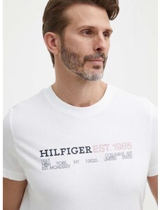 Tommy Hilfiger pamut póló fehér, férfi, nyomott mintás