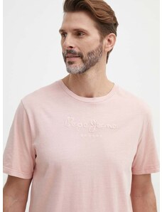 Pepe Jeans pamut póló rózsaszín, férfi, nyomott mintás