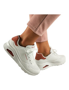 Skechers női rövid szárú cipő fehér coral UNO Pop back plusz cipőfűzővel