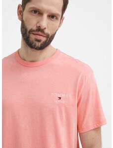 Tommy Jeans pamut póló rózsaszín, férfi, nyomott mintás