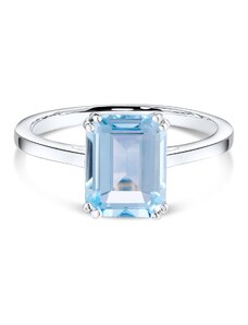 Silver Rectangle Blue Topaz Elegance ezüst gyűrű