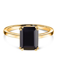 Golden Rectangle Black Tourmaline Elegance ezüst gyűrű