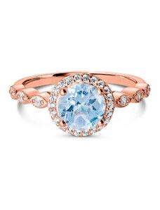 Rose Gold Dreamy Blue Topaz ezüst gyűrű