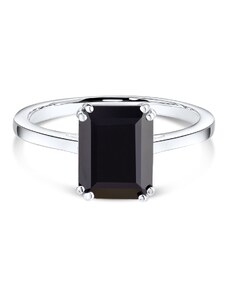Silver Rectangle Black Tourmaline Elegance ezüst gyűrű
