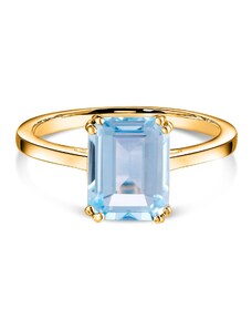 Golden Rectangle Blue Topaz Elegance ezüst gyűrű