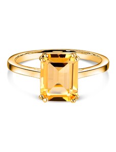 Golden Rectangle Citrine Elegance ezüst gyűrű