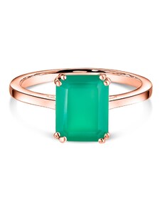 Rose Gold Rectangle Green Onix Elegance ezüst gyűrű