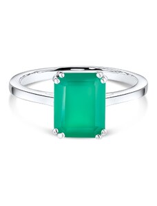 Silver Rectangle Green Onix Elegance ezüst gyűrű
