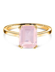Golden Rectangle Rose Quartz Elegance ezüst gyűrű