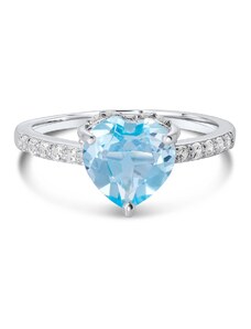 Silver Blue Topaz Heart ezüst gyűrű