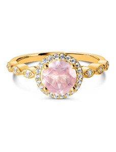 Golden Dreamy Rose Quartz ezüst gyűrű