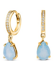 Golden Elegant Aquamarine Drop ezüst fülbevaló