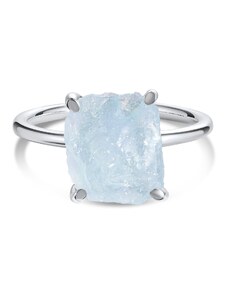 Silver Simple Stone Aquamarine ezüst gyűrű